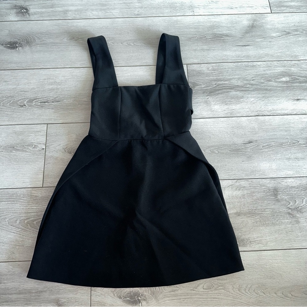 BA&SH Black Teophil Like Mini Tank Dress Open Back Cut Out Peplum Fit & Flare 0